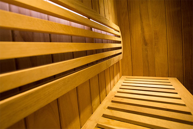 Iroko Sauna Bench Detail